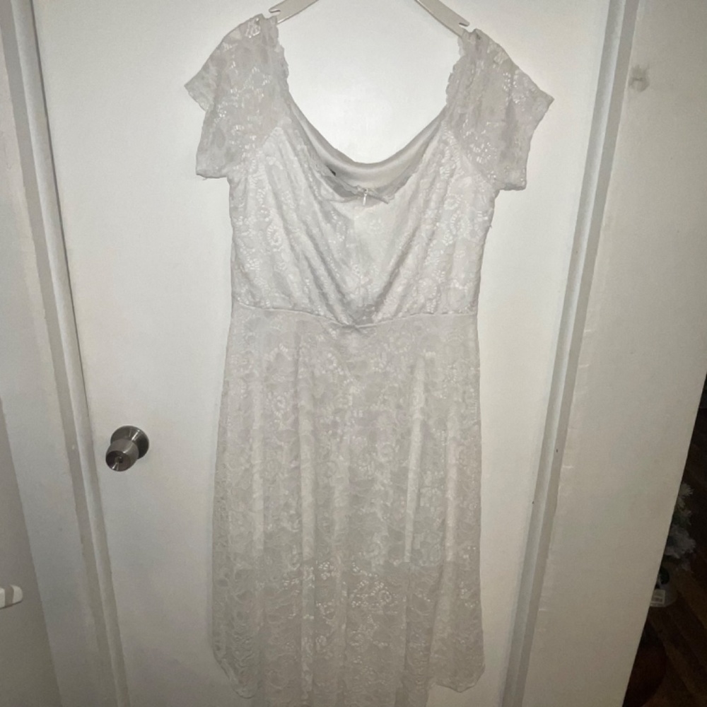 Women's Lace Cocktail Dress Hi-Lo Off Shoulder Swing Formal Party Dress - Picture 14 of 16